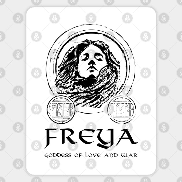 Freya Viking Goddess Asatru Medieval Norse Mythology Pagan Sticker by Styr Designs